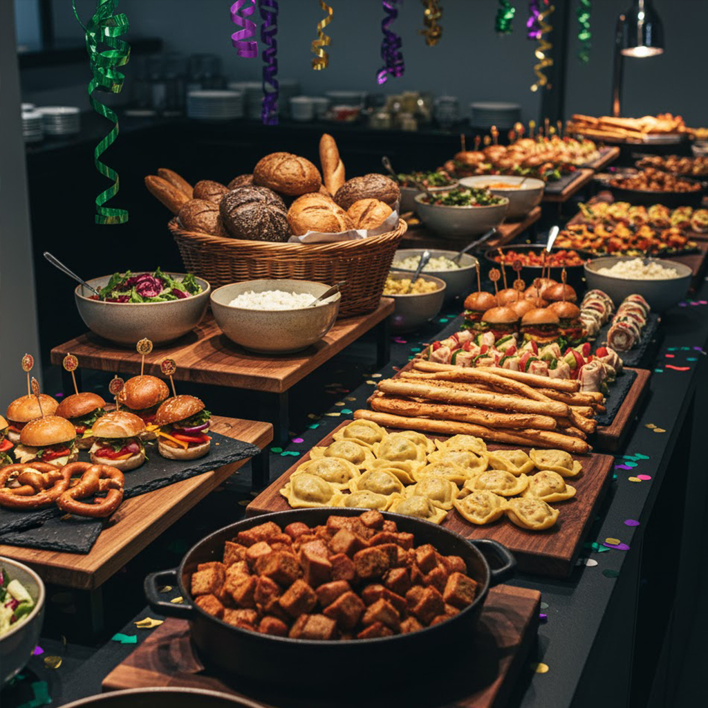 Party-Buffet – Snack-Bar mit herzhaften Klassikern und Bowls